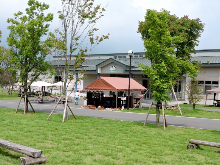 <p>The milk factory has a jersey cow on its gable</p>