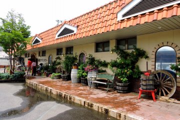 <p>A red brick path matches the terracotta tiles</p>