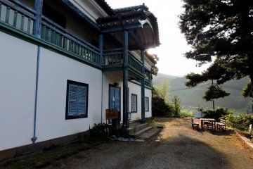 The cafe is in this school house