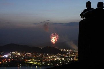 Fireworks viewing in summer