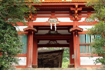 <p>The three decorative carvings over the entryway</p>