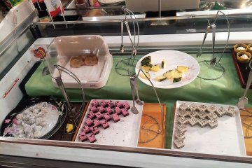 <p>The dessert buffet, with rotating desserts. They also have ice cream, popcorn and a chocolate fountain</p>