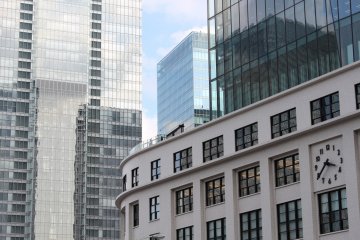 Looking up to KITTE rooftop garden