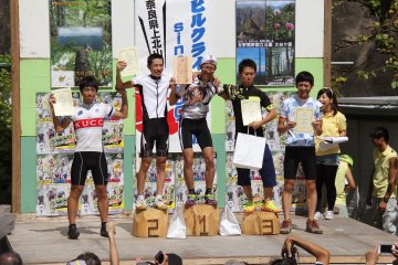<p>The top 6 riders in each group and class as well as the fastest 6 riders in each section of the race are awarded certificates and prizes. The top 6 overall riders win the prized "Champion" cycling jersey</p>