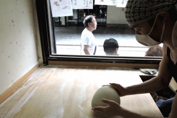 <p>Kneading the dough</p>