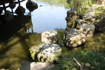 <p>These stepping stones take you to the islands in the middle of the pond</p>
