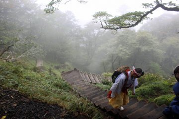 <p>The path to the first Test of Courage begins with these steep stairs</p>