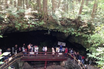 <p>Another view of the line to enter the Narusawa Ice Cave.&nbsp;</p>