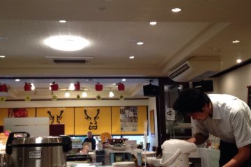 The carefully decorated breakfast room at Art Hotel Color Aomori