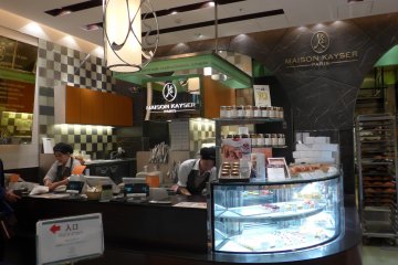 <p>You can find desserts near the front counter.</p>