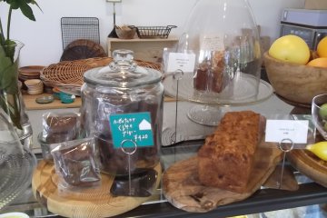 <p>Cakes on the counter</p>