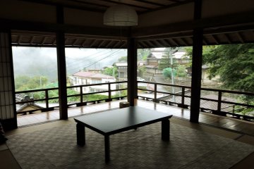 <p>The second floor of Shimizuya overlooks the village</p>