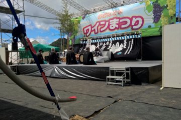 The Kagura Priests giving their blessings at the start of the festival