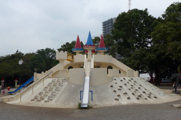 Kids love to explore the big castle in the playground.