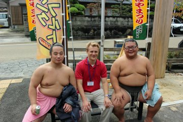 <p>The sumo deshi were available for photos after the show</p>