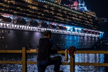 Fisherman enjoys the evening in Busan