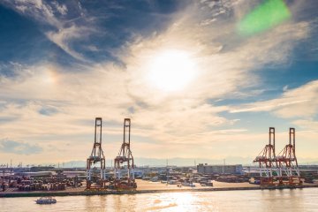 Sunset views leaving Nagoya port