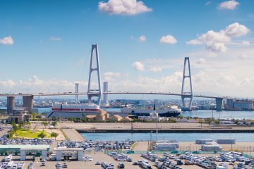 A view of Nagoya port with it's many impressive bridges
