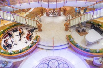 Classical melodies fill the atrium - 'Adagio Strings' perform on the Diamond Princess