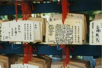 Putting your heart on a sleeve on one of the many prayer boards 