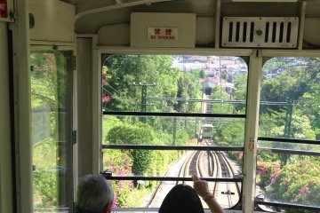 <p>Looking down from the cable car.</p>