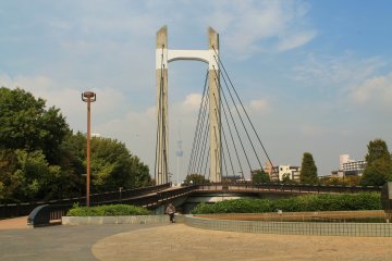 <p>The Kiba Park Bridge connects the northern and southern parts of the park</p>
