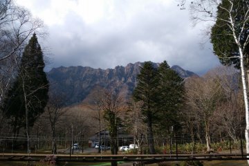 <p>Outside the Ninja house there are stunning views of the opposite mountains</p>