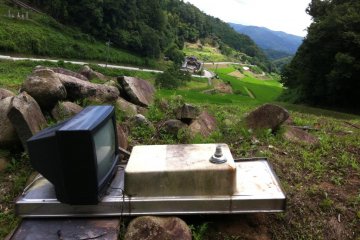 Who watches TV here? I saw a Tanuki (racoon dog) scampering away shortly after this, maybe it belonged to him