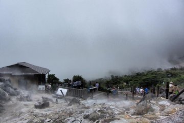 You can buy a pack of 5 eggs for 500 yen at this shop on the mountain. With a bit of salt, they're really delicious!