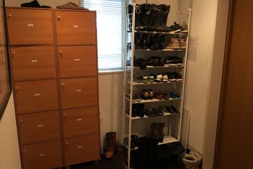 <p>Shoe racks at the entrance</p>