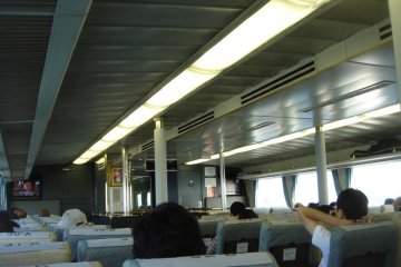 On the jet foil boat to Sado Island most people have a nap