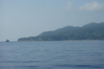 Approaching Sado Island in bad weather