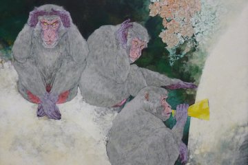 <p>Les 3 singes, peinture.</p>