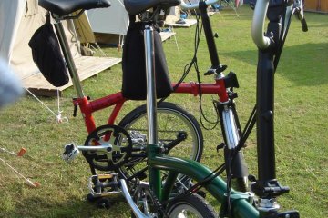 Bicycles parked right in front of the rented tent at Sobama Beach Campground