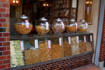 <p>Rice crackers of all shapes</p>