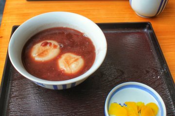 Zenzai with mochi and pickled radish