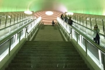 <p>The escalator up to the MOA Museum of Art</p>