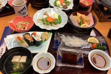 <p>Alternatively if you are not into fried stuff, you can visit the pufferfish restaurant with the big pufferfish hanging outside. This set meal costs&nbsp;&yen;3,500.</p>