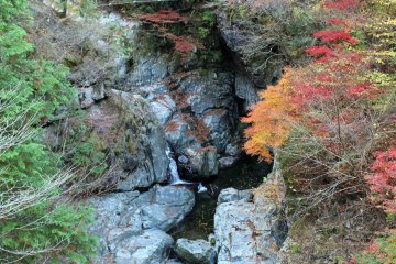 <p>Autumn leaves in the main Mitarai Falls area</p>