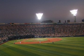 Night game at Yokohama Stadium, home of the Bay Stars.