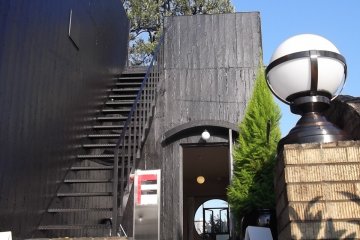 <p>Take the steps up to the roof</p>