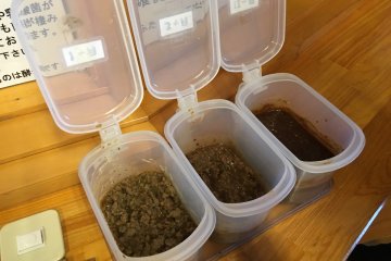<p>Here you can see the soy beans up close as it is undergoing fermentation for 1 month, 3 months and 12 months respectively.</p>