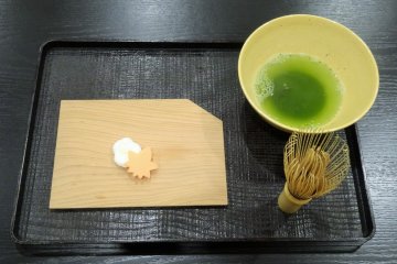 <p>Visitors have a chance to mix their own bowl of matcha and enjoy it with a sweet</p>
