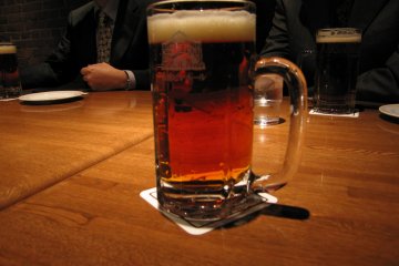 A glass of beer in the Hakodate Beer Hall