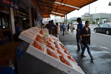 The market is home to several shops selling crabs and other fresh seafood