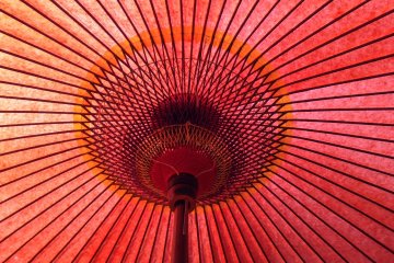 A view from underneath a Japanese umbrella