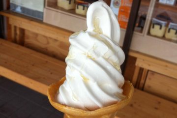 Anyone for ice cream? Delicious honey soft cream with honey drizzled on top from the Bun Bun Factory