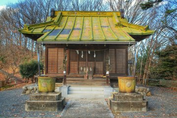 Kotohira Shrine with its greenish roof
