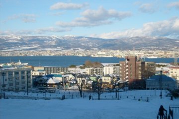 Looking down over the town towards the bay
