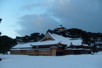 The town is completely blanketed by the snow
